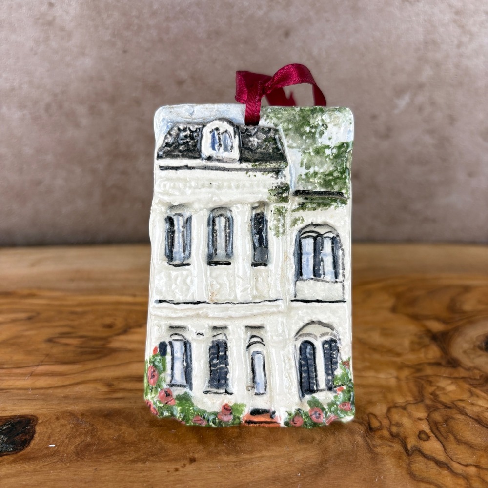 Patricia Ray Clay Creations New Orleans Ceramic House Ornament Hand Painted Art